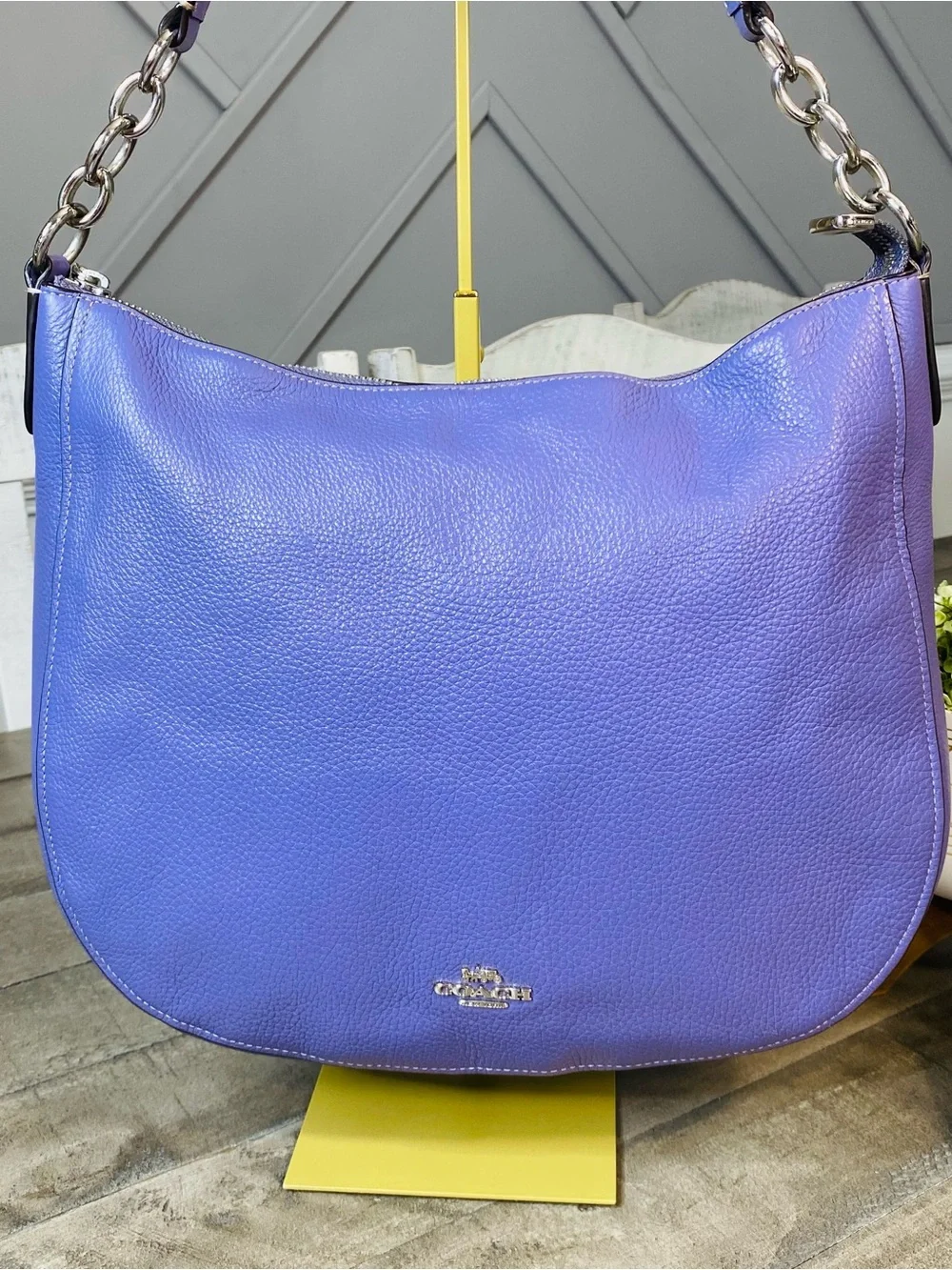 Coach Elle Hobo Bag Pebbled Leather Primrose Purple Silver Hardware F31399